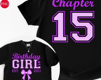 Projekt koszulki „Dziewczyna z okazji urodzin” z rozdziału 15: Fioletowa kokarda PNG SVG (pobieranie cyfrowe)