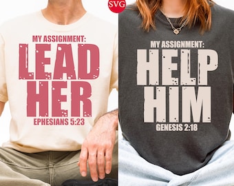 Moje zadanie: Poprowadź ją, pomóż mu, chrześcijański pakiet dla pary w formacie PNG SVG (pobieranie cyfrowe)