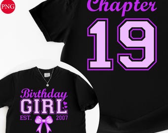 Projekt koszulki „Dziewczyna z okazji urodzin” z rozdziału 19: Fioletowa kokarda PNG SVG (pobieranie cyfrowe)
