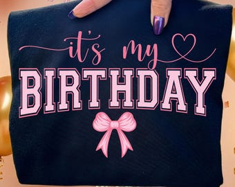 Birthday Girl PNG SVG, Varsity Bow Design (Digital Download)