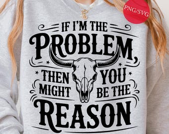 Sassy Steer Skull SVG PNG: Projekt koszuli w stylu western (pobieranie cyfrowe)
