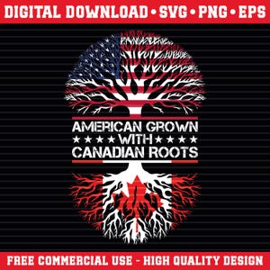 アメリカ育ちでカナダにルーツを持つ PNG SVG Eps | アメリカ国旗とカナダ国旗のデザイン | カナダ系アメリカ人の遺産グラフィック