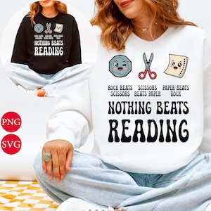 Funny Reading Design SVG PNG: Kawaii Rock Paper Scissors (Digital Download)