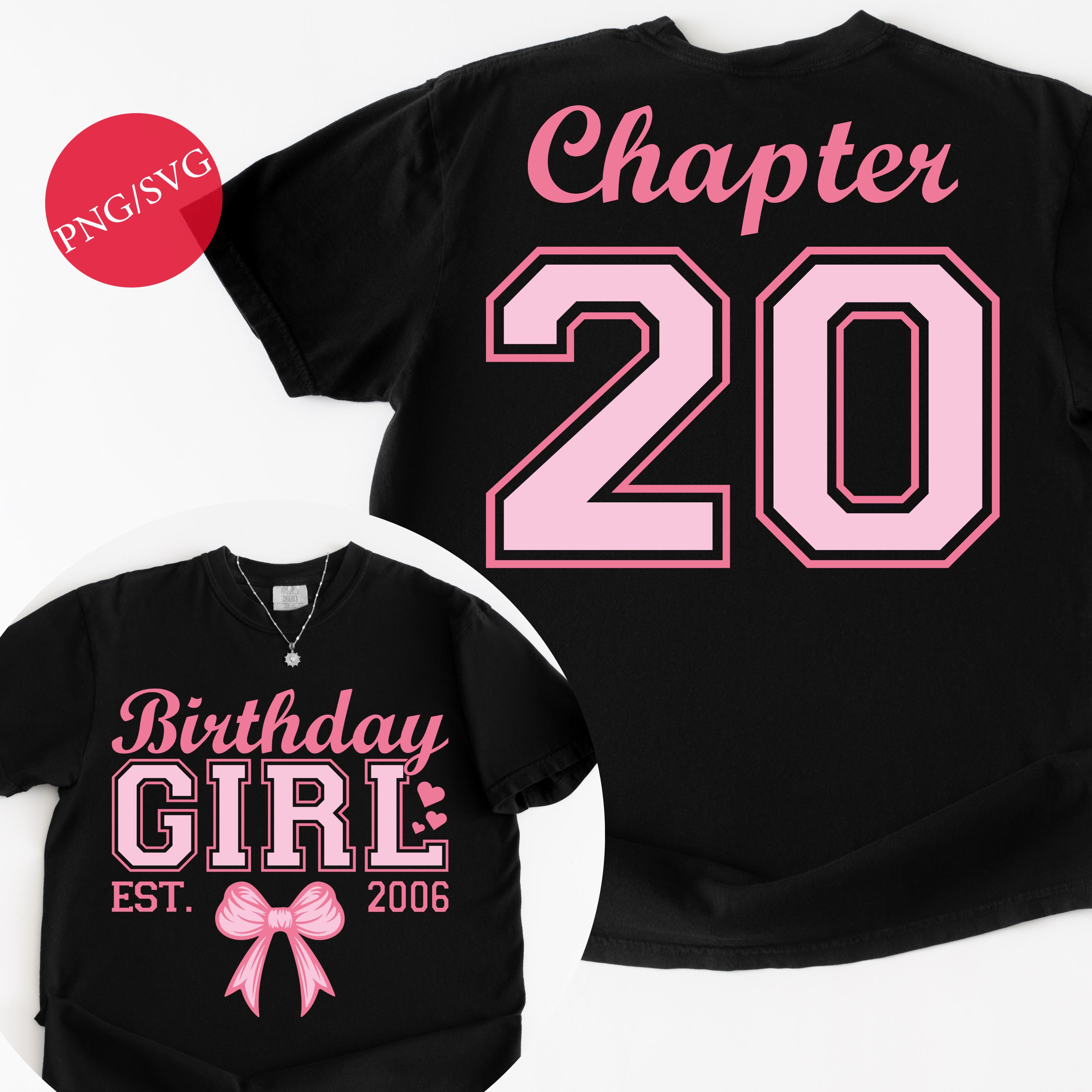 20th Birthday Girl Shirt Design: Pink Bow, Chapter 20 (digital