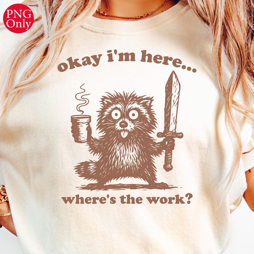 Funny Raccoon Coffee PNG Bundle: Sarcastic Office Design (digital