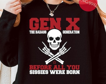 Czaszka Gen X SVG PNG: Grafika Badass Generation — Cricut, plik do cięcia sylwetki