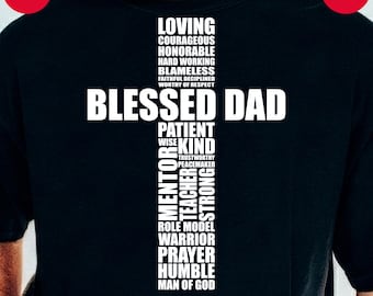 Blessed Dad Cross SVG PNG: Christian Father's Day Design (Digital Download