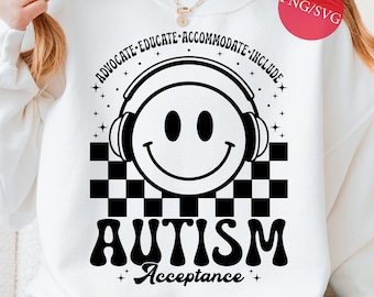 Projekt akceptacji autyzmu: Uśmiechnięta buźka SVG, PNG (pobranie cyfrowe)