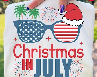 Christmas in July SVG PNG – Patriotic Santa Hat, Summer Design (Digital Download)