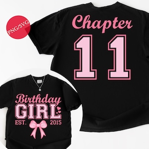 Design de camiseta do capítulo 11 da aniversariante: 11º aniversário PNG SVG (download digital)