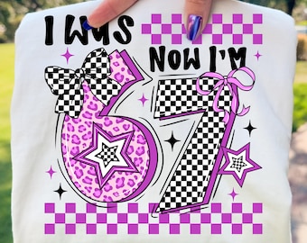 7th Birthday PNG: Purple Leopard, Checkerboard Design (Digital Download)
