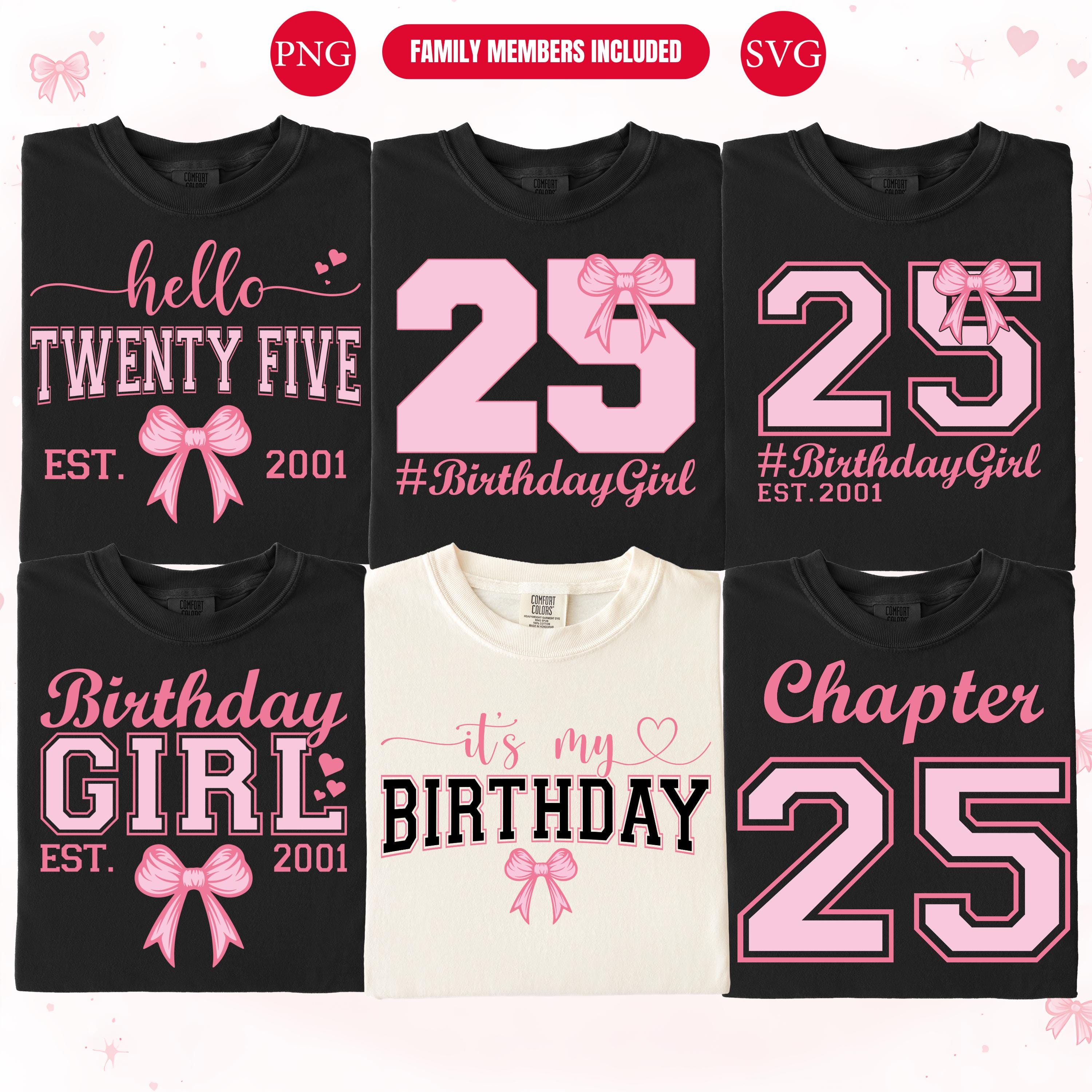25th Birthday Girl PNG SVG Bundle: Coquette Bow Designs (digital ...