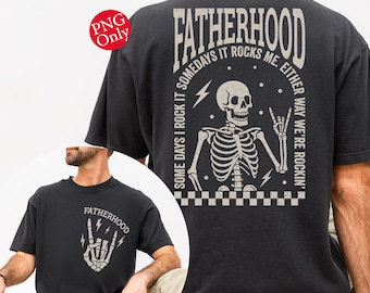 Fatherhood Skeleton Rock PNG Bundle: Vintage Dad T-Shirt Design (Digital Download)