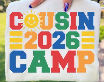 いとこキャンプ2026レトロデザイン：家族の再会SVG PNG（デジタルダウンロード）