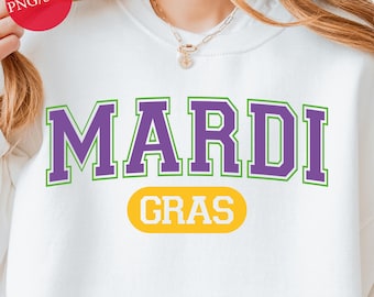 Mardi Gras Varsity Design SVG PNG, New Orleans, Fat Tuesday (Digital Download)