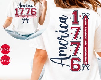 America 1776 250 Years of Freedom Front And Back PNG SVG (Digital Download)