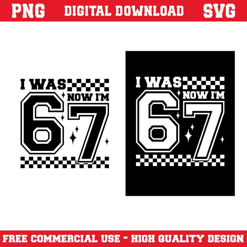 Aus 6 war ich, jetzt bin ich 7: Karierte Geburtstagszahl SVG PNG (Digitaler Download) Bild 2