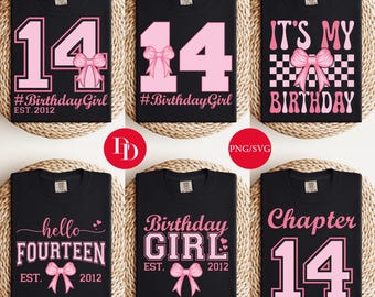 14th Birthday Girl SVG Bundle: Hello Fourteen Shirt Designs (Digital Download