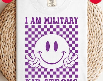 Military Kid Strong SVG PNG (Digital Files), Purple Up Month Design