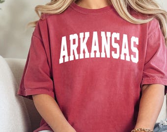 Comfort Colors, Arkansas Shirt, State Shirt, Football Shirt,  Game Day Shirt, Touchdown Shirt, College Shirt, Arkansas Varsity Shirts