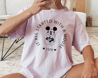 Camiseta Comfort Colors, Todo empezó con una camiseta de ratón, Camiseta Disney 1928, Bonita camiseta Disney, Regalo de fan de Disney, Camiseta Disney Mickey Mouse