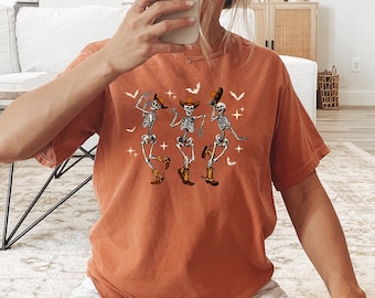 Chemise squelettes dansants Comfort Colors, t-shirt rodéo western Halloween