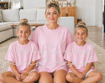 Mommy and me Mockup, Family mockup, 1717 Blossom shirt, Mom girl Family Mockup, Comfort colors,  Mama and mini Mockup