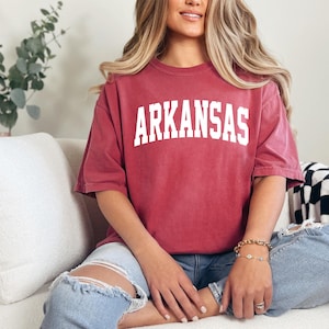 Couleurs confortables, chemise Arkansas, chemise officielle, chemise de football, chemise le jour du match, chemise touchdown, chemise universitaire, chemise universitaire, Arkansas