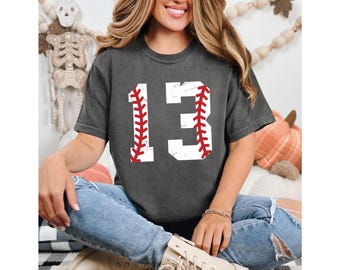 Comfort Colors Baseball Number Shirt, Personalized Team Tee