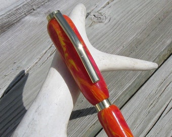 Red and Yellow Inferno Retractable Ballpoint Pen