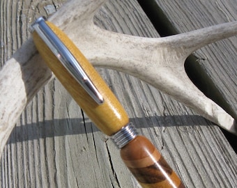 Laminated Yellow Heart Retractable Wooden Twist Pen