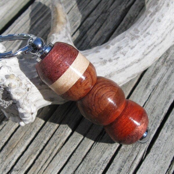 Exotic Hardwoods Silver Tipped Wooden Keychain