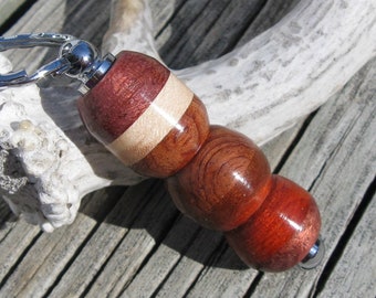 Exotic Hardwoods Silver Tipped Wooden Keychain