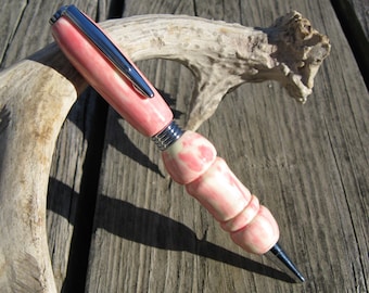Raspberry Dream Marble Twist Pen With Silver Components
