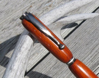 Padauk Wood and Antique Silver Twist Pen