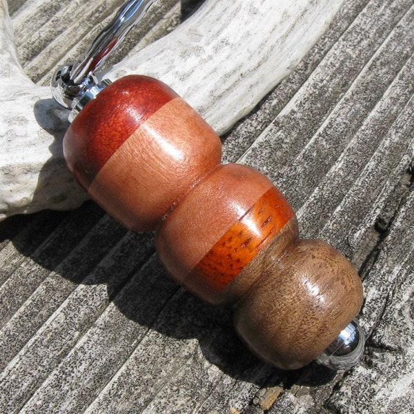 Exotic Hardwoods Striped Silver Tip Wooden Keychain