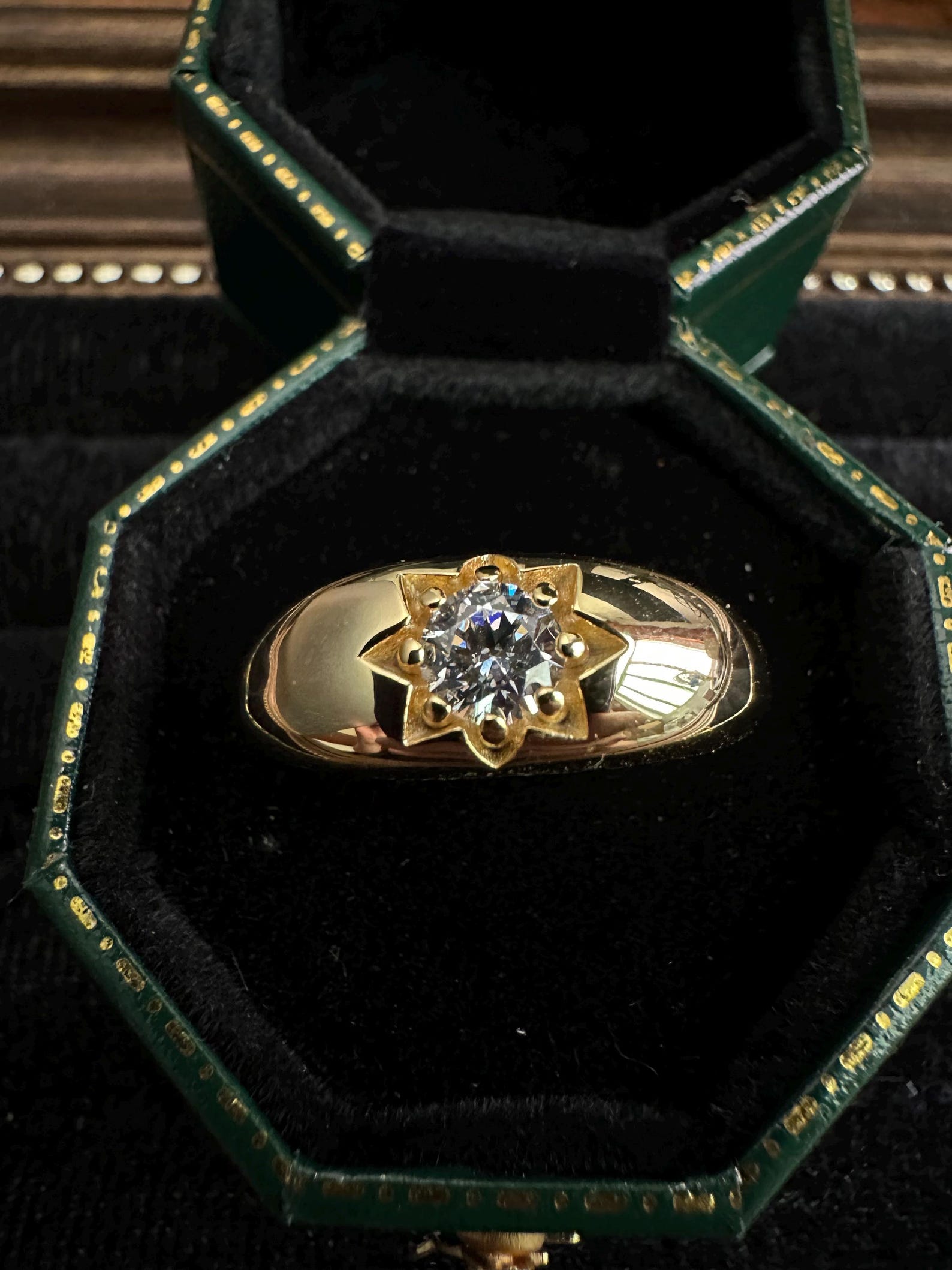 Eight-point Star Single Diamond Dome Ring, Couple’s Gift, Self-care ...