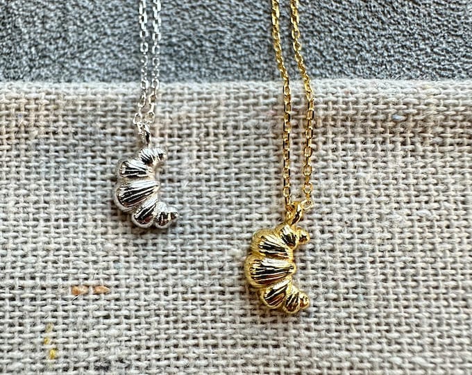 Featured listing image: French Croissant-Inspired S925 Silver Pendant Necklace