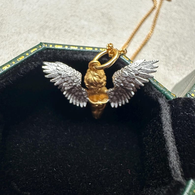 スタンディングエンジェルガーディアンペンダントネックレス、コンパニオンネックレス、カップルギフト、友人ギフト、自分へのギフト 画像 5