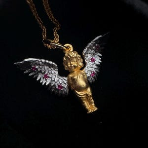 スタンディングエンジェルガーディアンペンダントネックレス、コンパニオンネックレス、カップルギフト、友人ギフト、自分へのギフト 画像 6