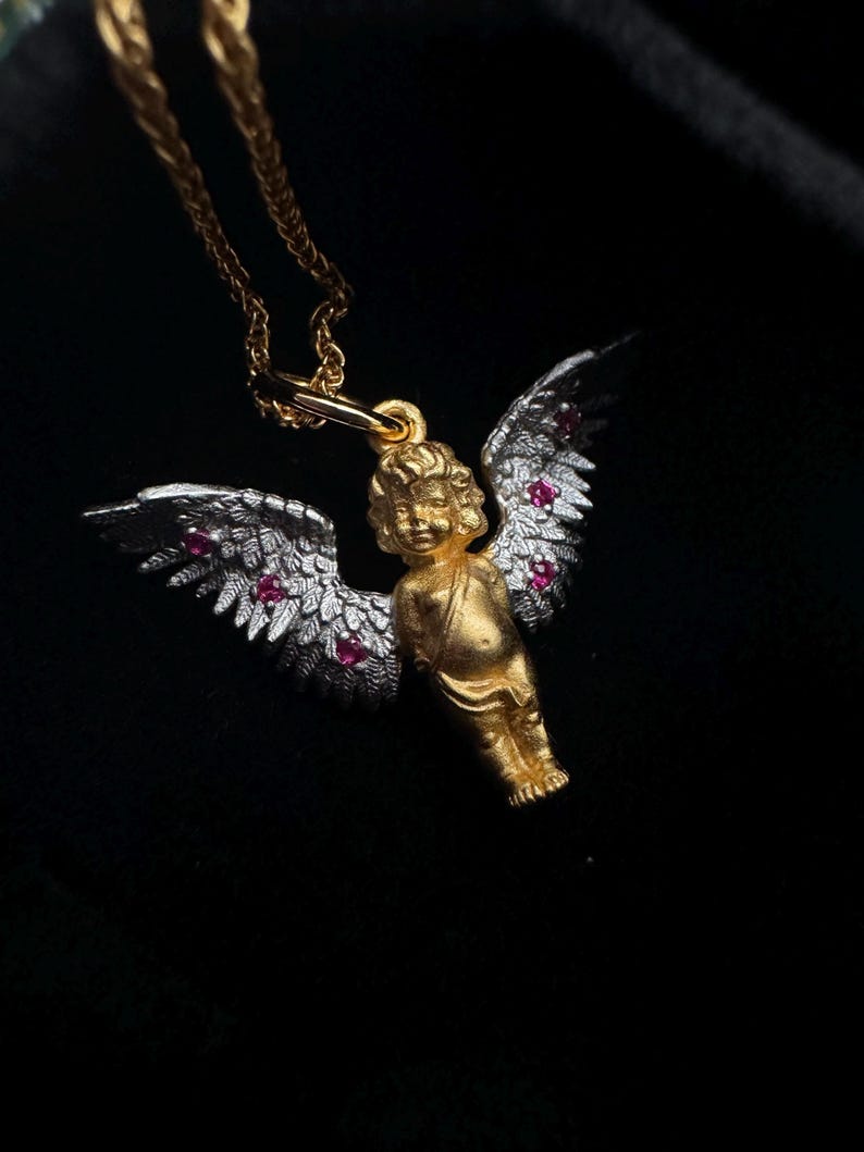 スタンディングエンジェルガーディアンペンダントネックレス、コンパニオンネックレス、カップルギフト、友人ギフト、自分へのギフト 画像 6