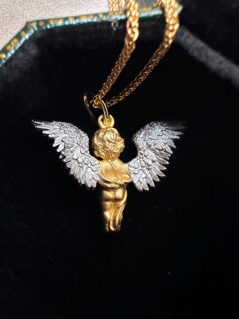 スタンディングエンジェルガーディアンペンダントネックレス、コンパニオンネックレス、カップルギフト、友人ギフト、自分へのギフト 画像 4