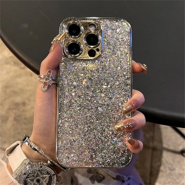 Cute Luxury Bling Sequin Glitter Shiny Phone Case For iPhone 14 13 12 11 Pro Max Lens Protective
