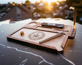 Benutzerdefiniertes Holztablett, personalisiertes Rollin-Tablett mit Namen, Rauchzubehör aus Holz, individuelles Weed-Rolltablett aus Holz für Marihuana-Zigaretten