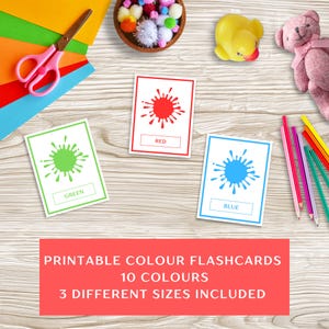 Flashcards couleur imprimables | 10 cartes éducatives | Préscolaire, Montessori, École à domicile, ESL, Salle de classe, Orthophonie