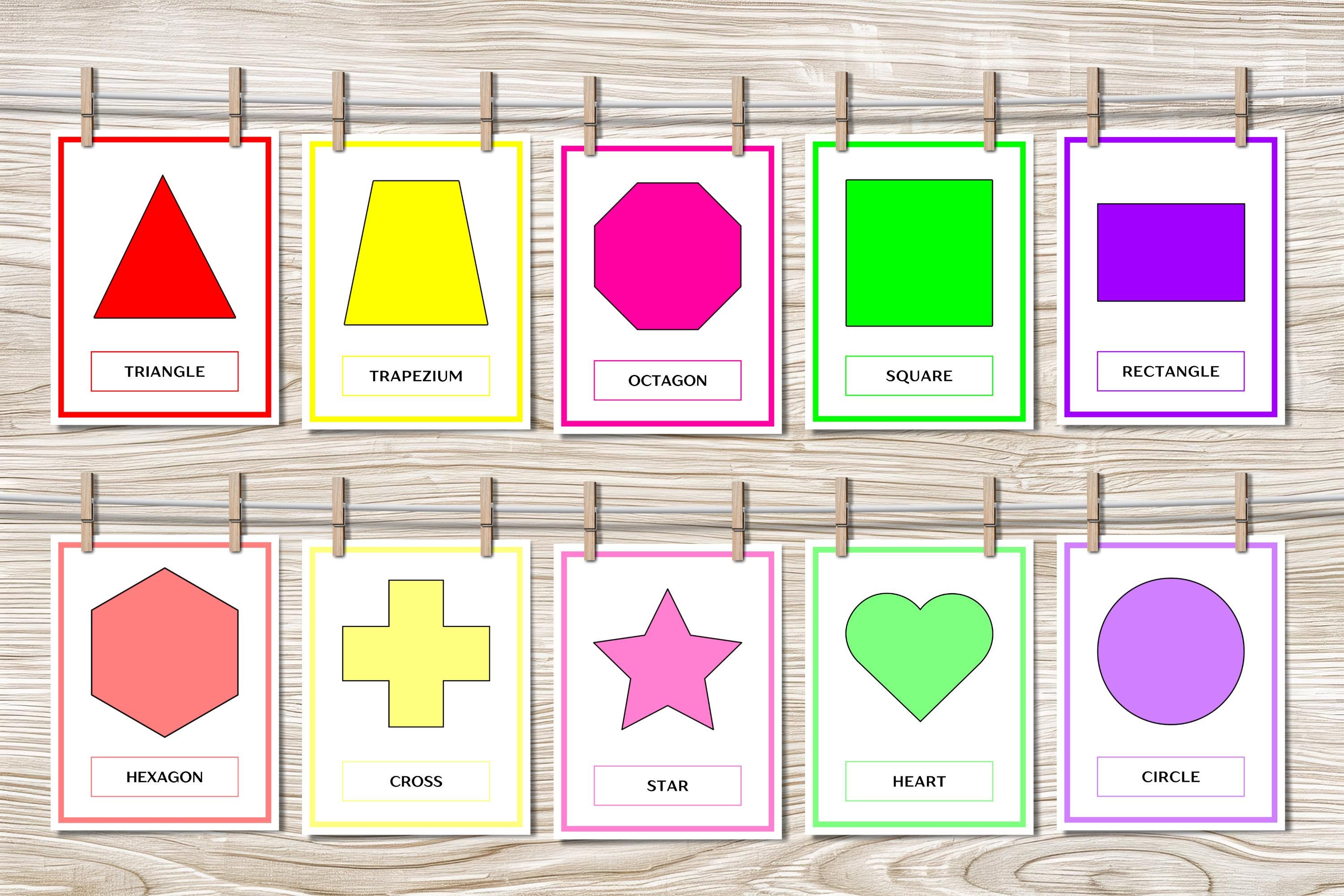 Colorful Shapes Flashcards for Kids | Educational Printable PDF ...