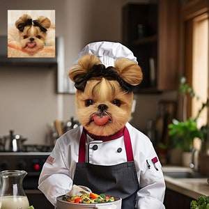 Personalized Chef Pet Portrait, Custom Digital Pet Picture, Birthday Gift for Cat Lovers, Pet Art, Chef Digital Portrait