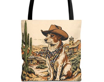 Bolsa de mano con ilustración de perro pastor australiano Red Heeler del suroeste, diseño vintage