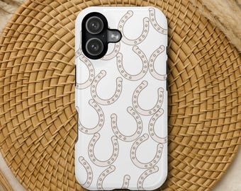 Funda para iPhone con diseño de herradura, estilo rancho occidental neutro, protección, diseño minimalista y tranquilo