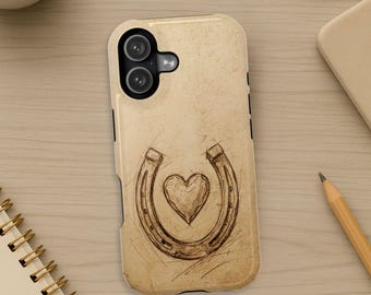 Funda para iPhone con diseño de herradura de estilo rancho dibujado a mano con herencia occidental